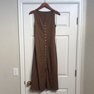 OGL Brown Maxi Dress with Button-Down Front